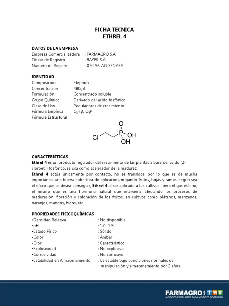 Ficha Técnica de Ethrel 4 | PDF | Química | Naturaleza
