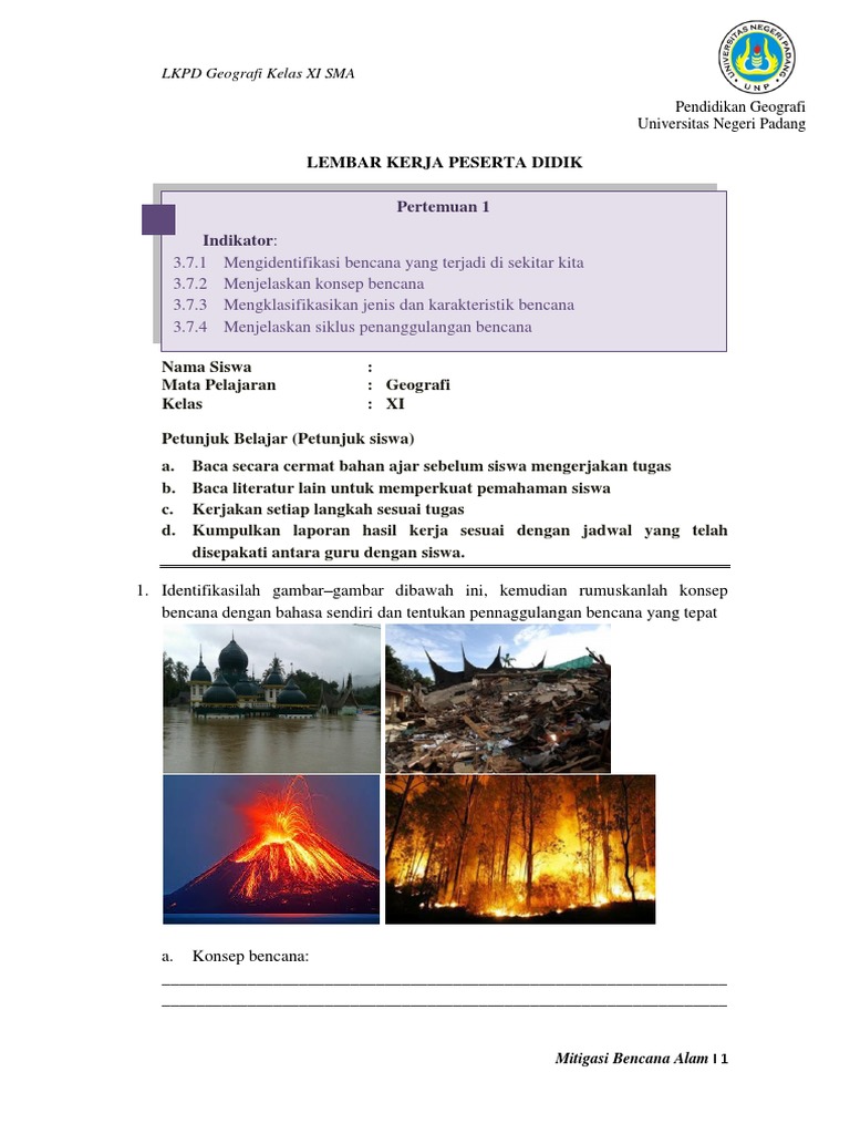Soal Geografi Mitigasi Bencana Guru Paud