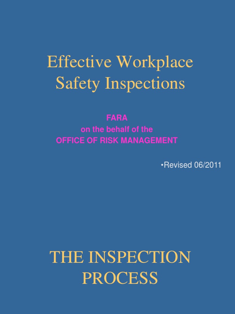 Workplace Inspection Training Pdf Safety Risk Management