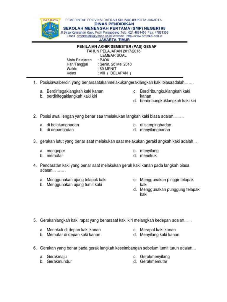 Pjok Viii Pas Genap 18