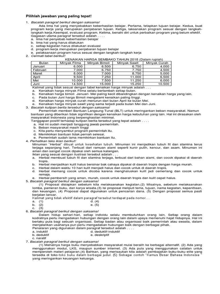 Soal essay usbn 2018 image