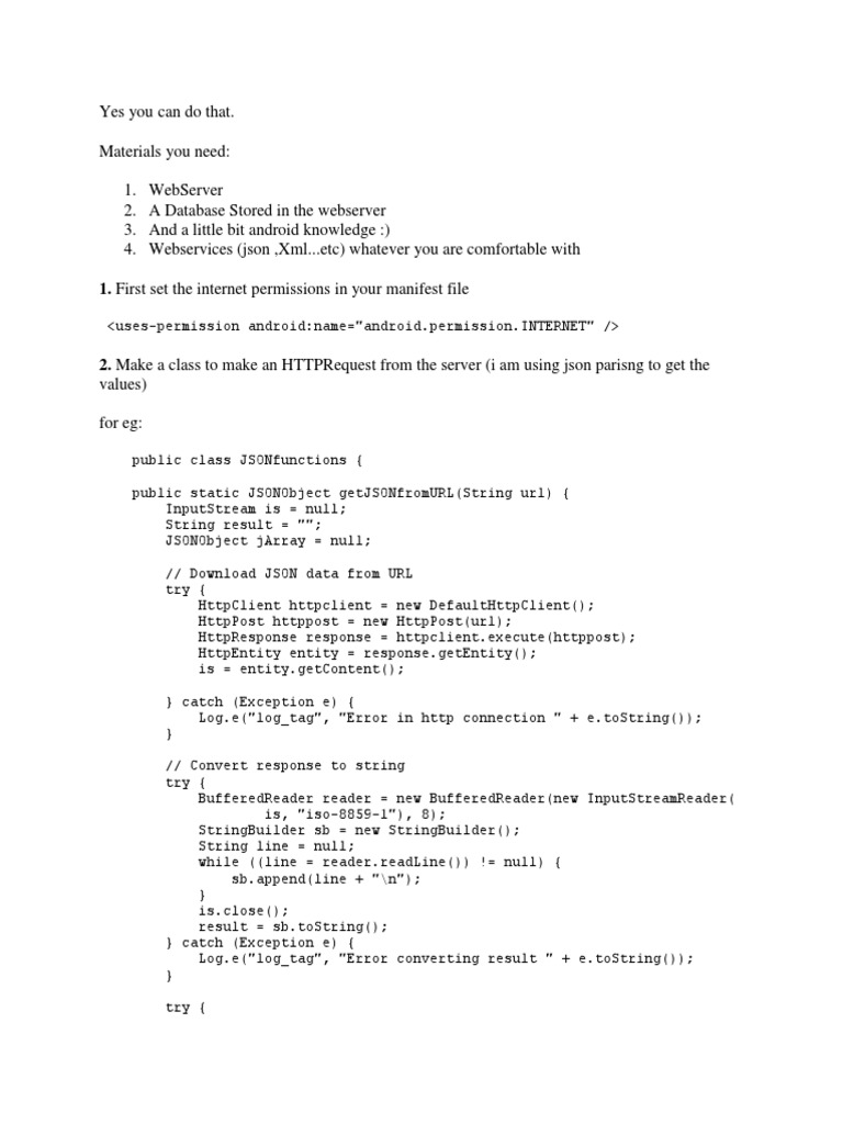 Android JSON Data Retrieval Guide | PDF | Web Server | Internet & Web