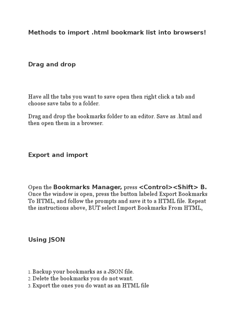 Methods To Import .HTML Bookmark List Into Browsers PDF Tab (Gui