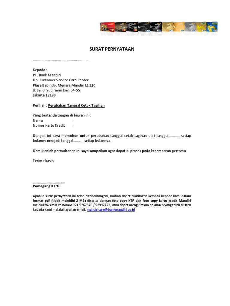 Surat Pernyataan Perubahan Tanggal Cetak PDF | PDF