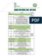 San Pablo Central School 2019-2020 Calendar