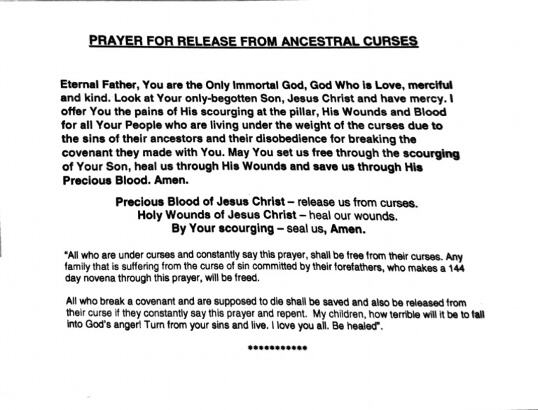 Prayer For Release From Ancestral Curses Pdf