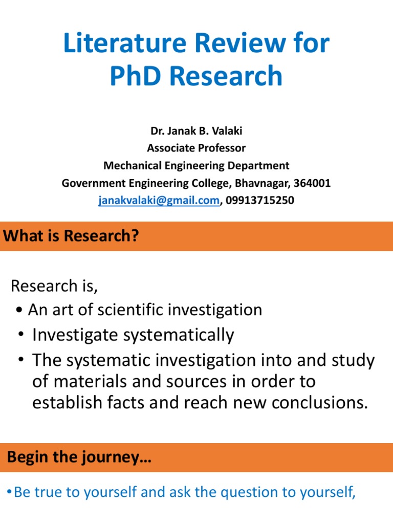 PhD Literature Review Guide for Engineers | PDF | Expert | Thesis