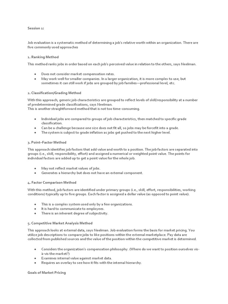Overview of Job Evaluation Methods | PDF | Executive Compensation ...