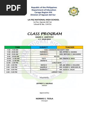 class schedule