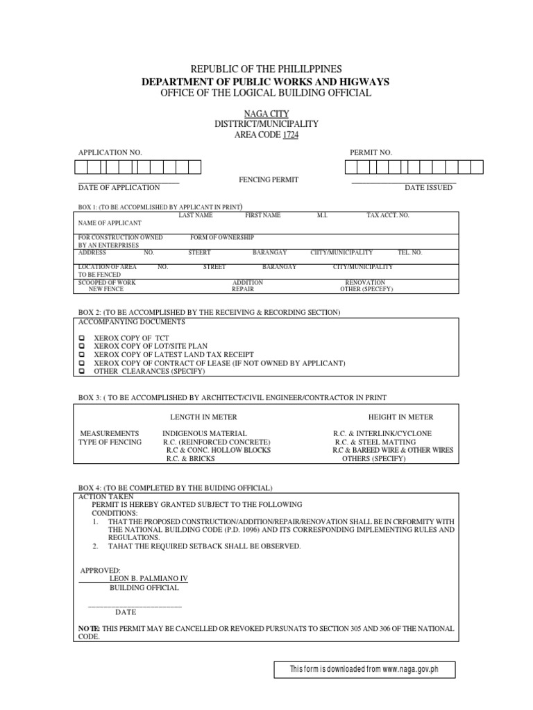 CEO Fencing Permit PDF Economic Sectors Government