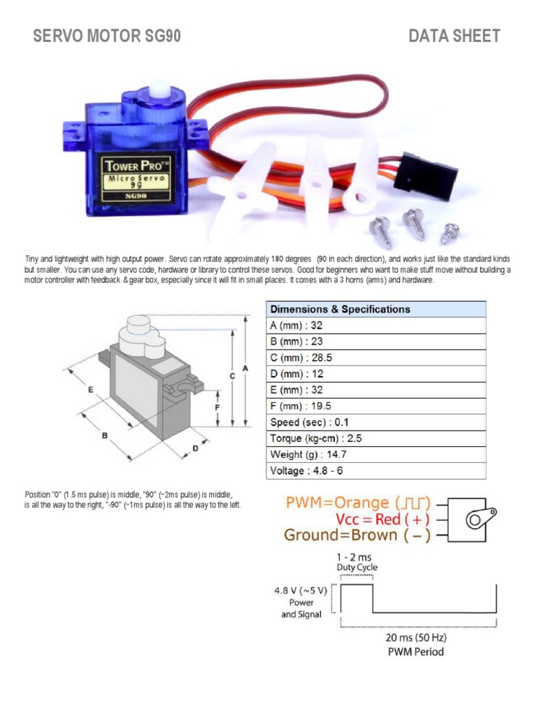 sg90 Datasheet PDF | PDF | Servomechanism | Systems Engineering