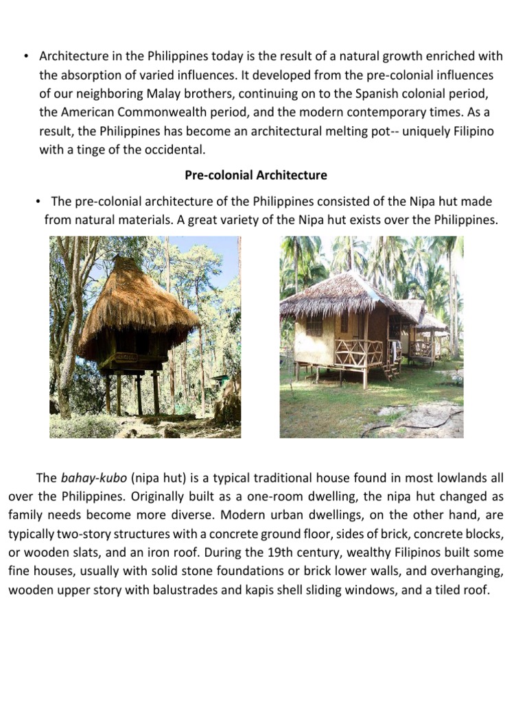 Traditional Filipino Architecture Overview | PDF | Philippines ...