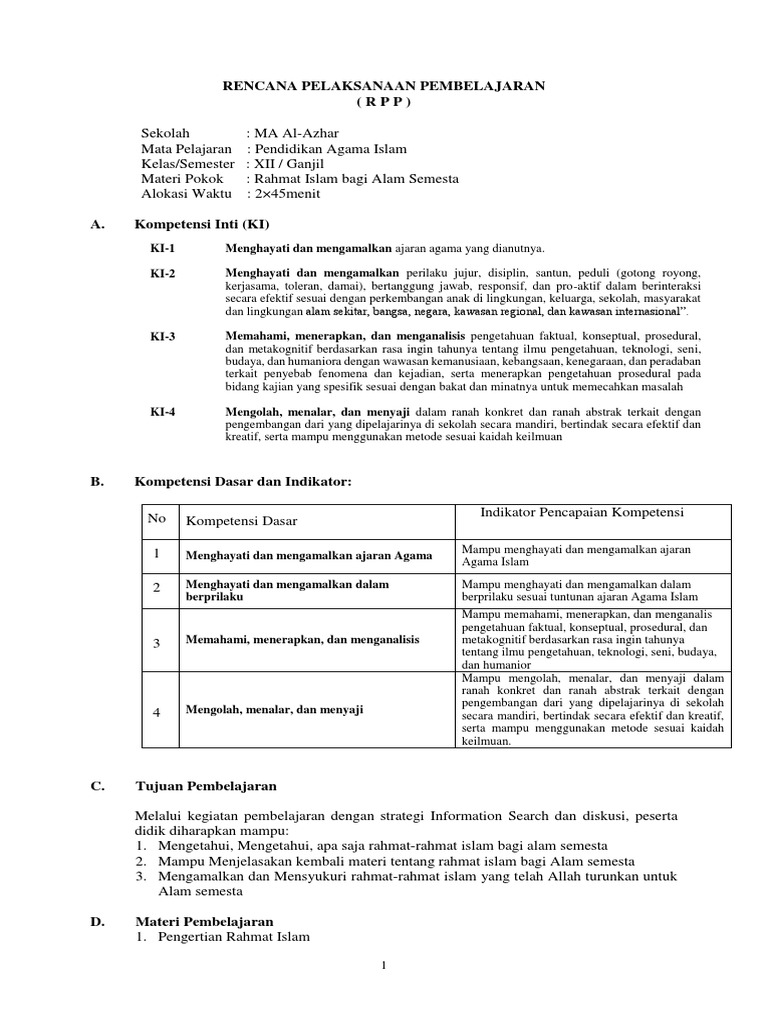 Format RPP (Wajib Di Isi) | PDF