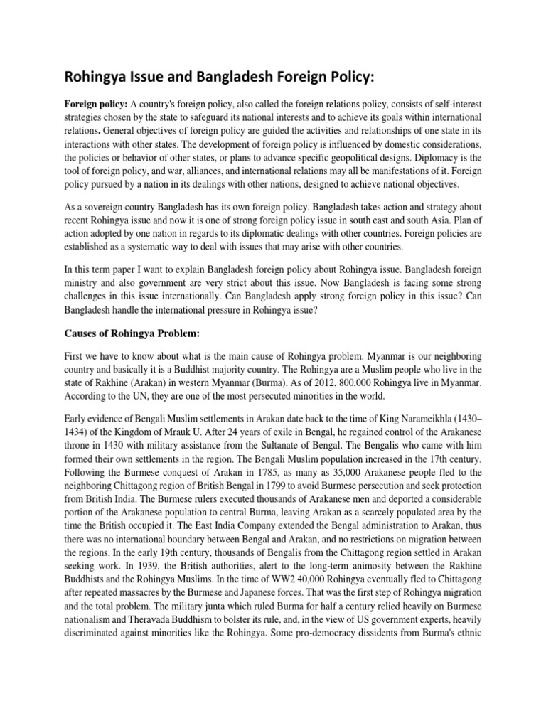 Rohingya Issue and Bangladesh Foreign Po | PDF | Rohingya People | Myanmar
