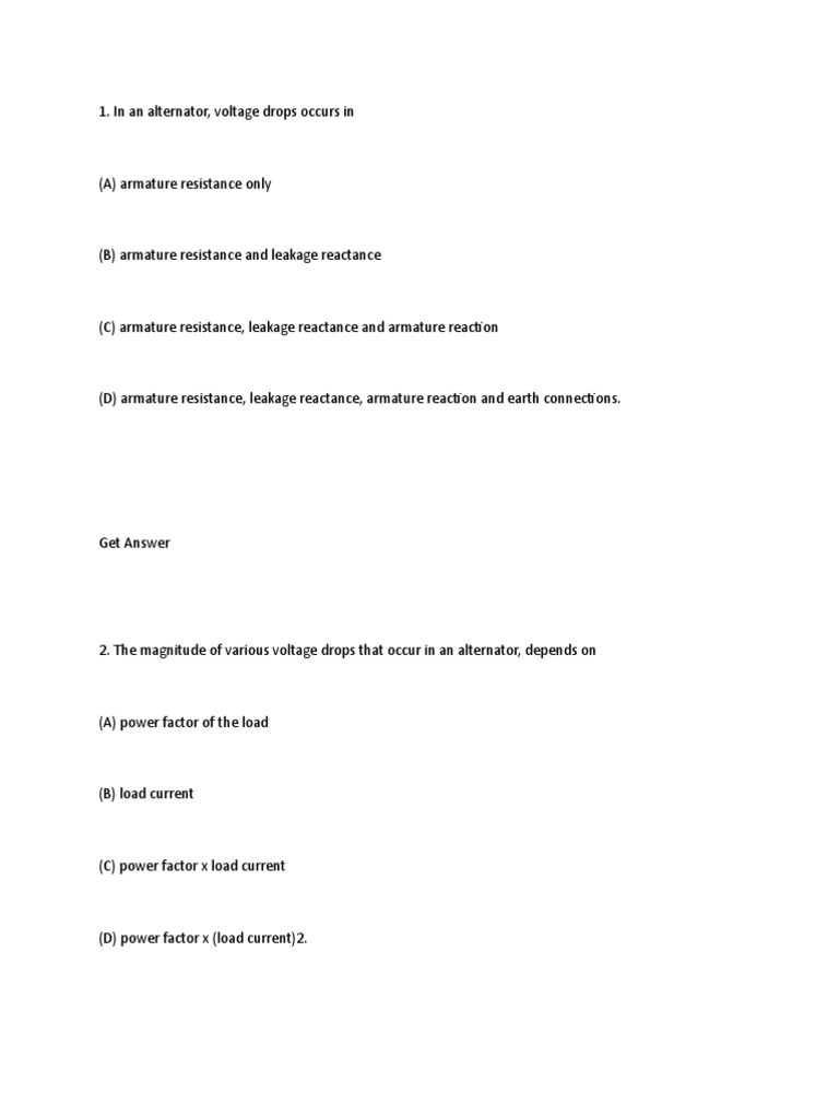 Synchronous Motor Mcqs Pdf Electricity Electrical Engineering