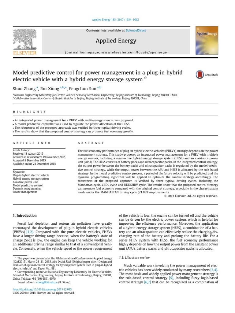 Power Management in PHEVs Using MPC | PDF | Plug In Hybrid | Hybrid ...