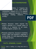 Definition of Reaction/Response Paper: Approaches and Schools of Thought