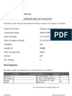 Certificate of Quality: Test Reports