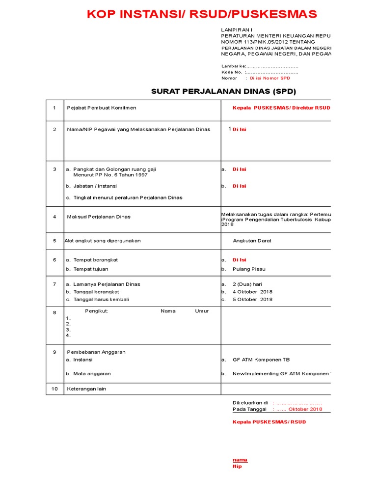 Contoh Sppd Rampung Bolakbalik