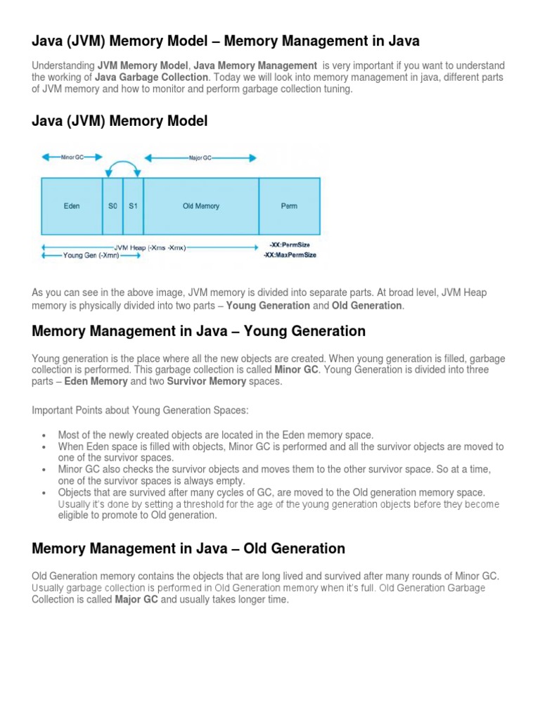 Java (JVM) Memory Model - Memory Management in Java | PDF | Java ...