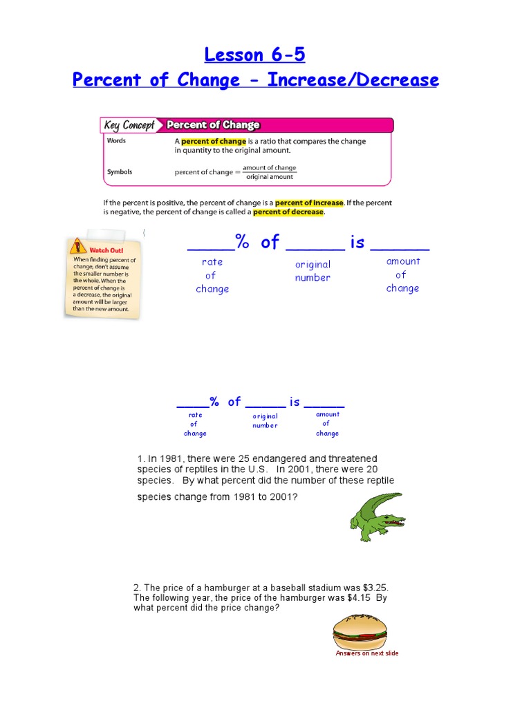 6 - 5 Percent Increase and Decrease | PDF | Rain | Nature
