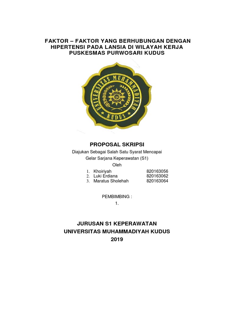Faktor Faktor Yang Berhubungan Dengan Hipertensi Pada Lansia Di Wilayah Kerja Puskesmas Purwosari Kudus