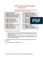 Microsoft Powerpoint 2010 Advanced/Intermediate Skills Checklist