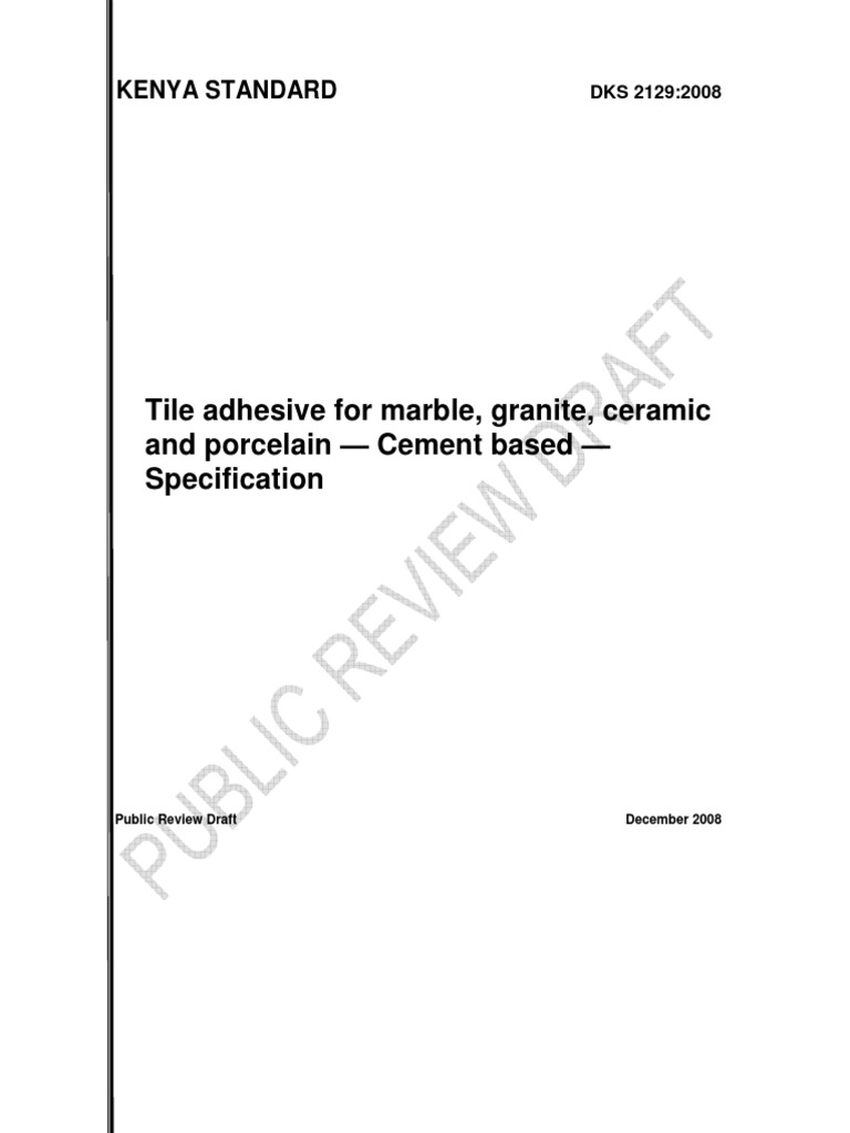 Tile Adhesives Kenya Standard Download Free PDF Strength Of