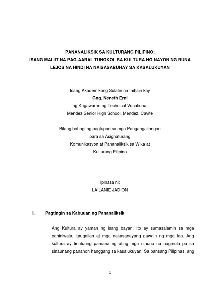 323048200 Pananaliksik Sa Wika At Kulturang Pilipino Docx Docx