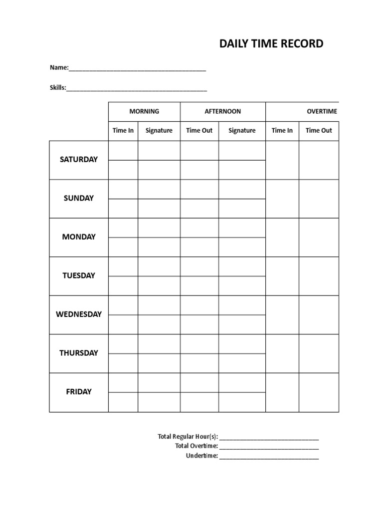 Daily Time Record for Construction Payroll | PDF