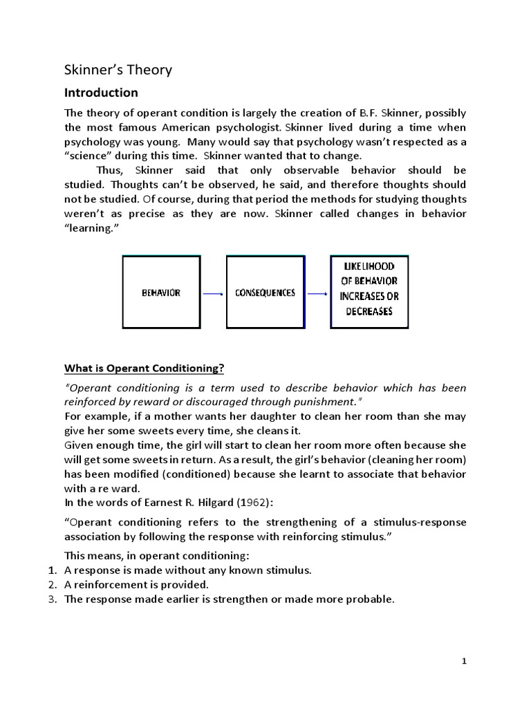 Skinner's Theory What Is Operant Conditioning? PDF Reinforcement