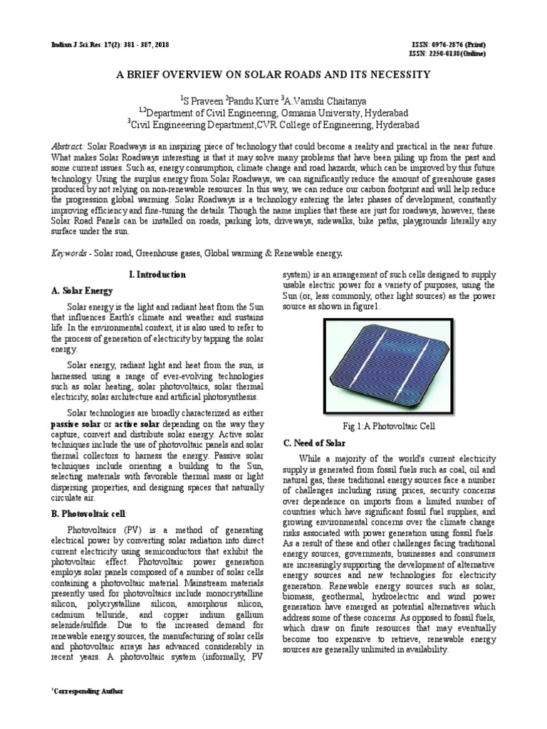 Solar Panelled Road | PDF | Solar Energy | Photovoltaics