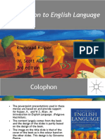 Introduction To English Language: Koenraad Kuiper & W. Scott Allan 3rd Edition