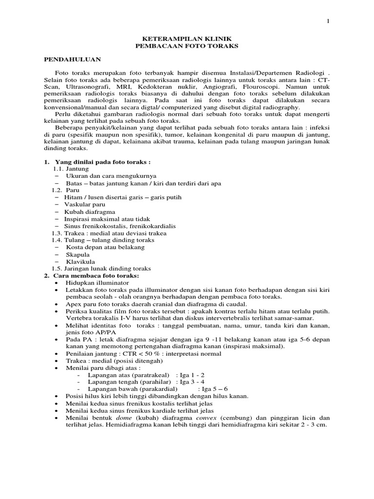 Panduan Membaca Foto Toraks Klinik | PDF | Sains & Matematika
