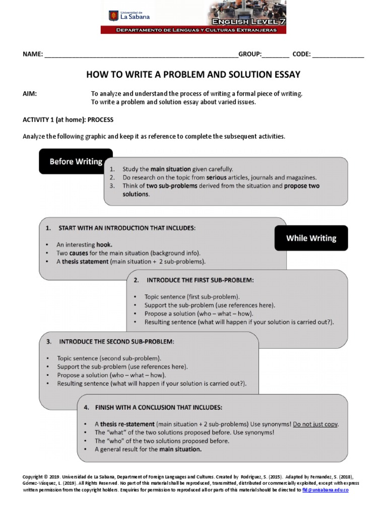 New Problem Solution Essay - Workshop 1 | PDF | Copyright | Thesis