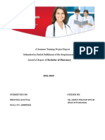 A Summer Training Project Report Submitted in Partial Fulfilment of The Requirements For The Award of Degree of Bachelor of Pharmacy