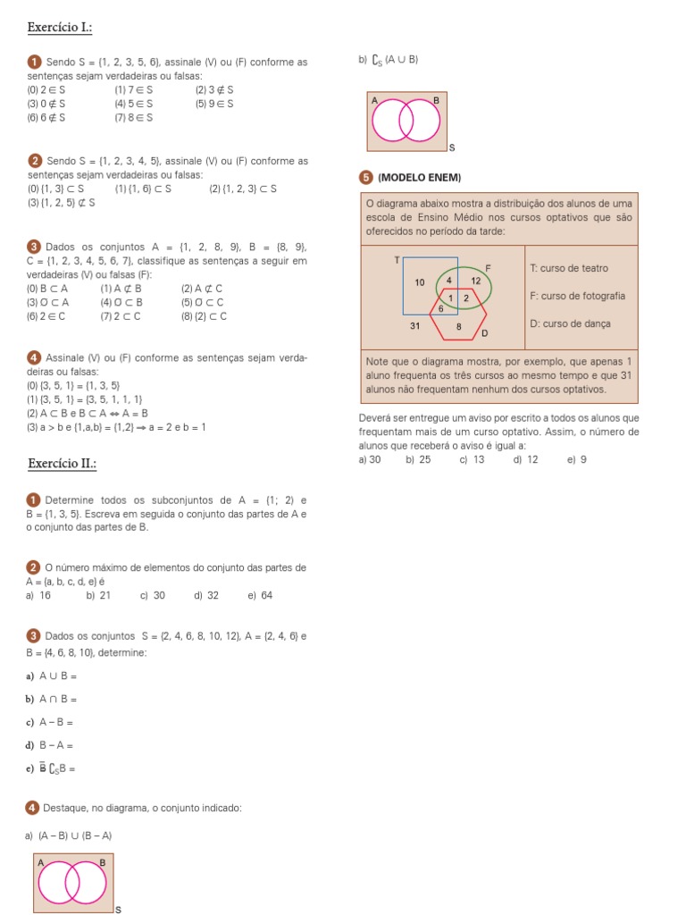 Exercícios sobre Conjuntos e Lógica Matemática | PDF | Conjunto ...
