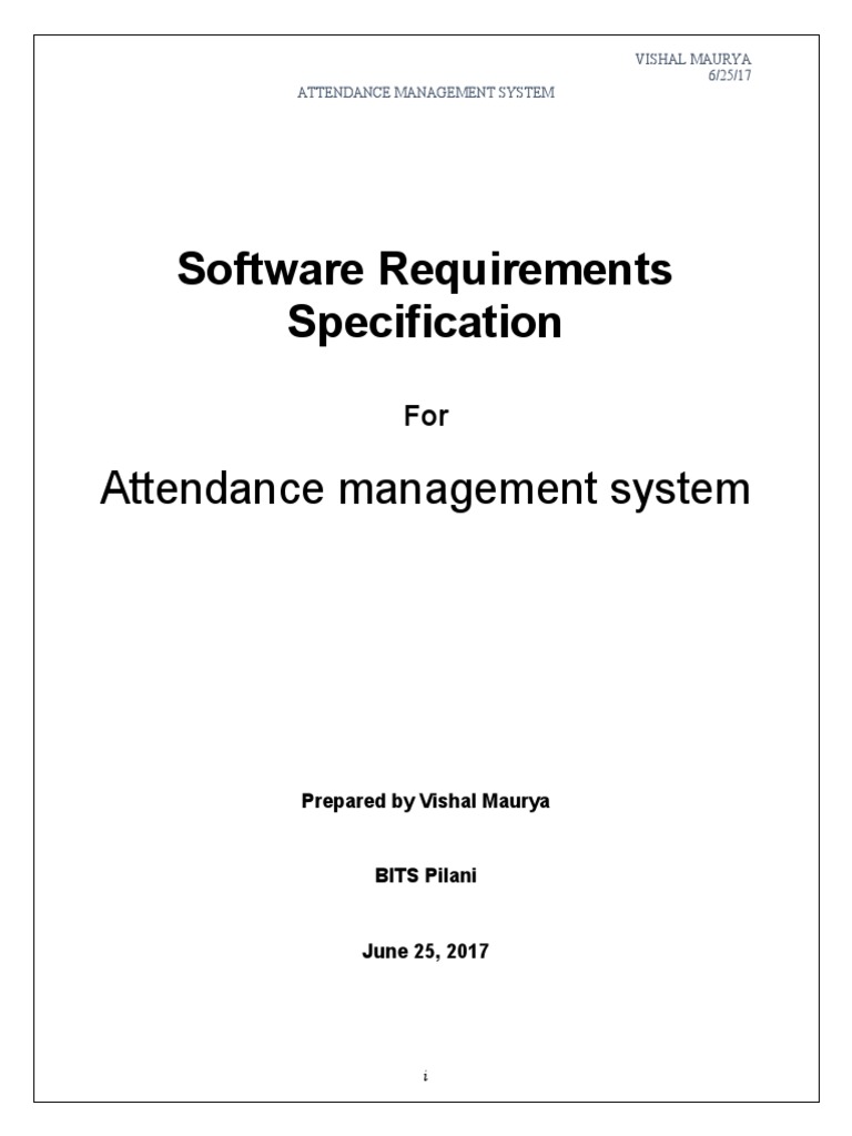 Attendance Management System SRS | PDF | Identity Document | Databases