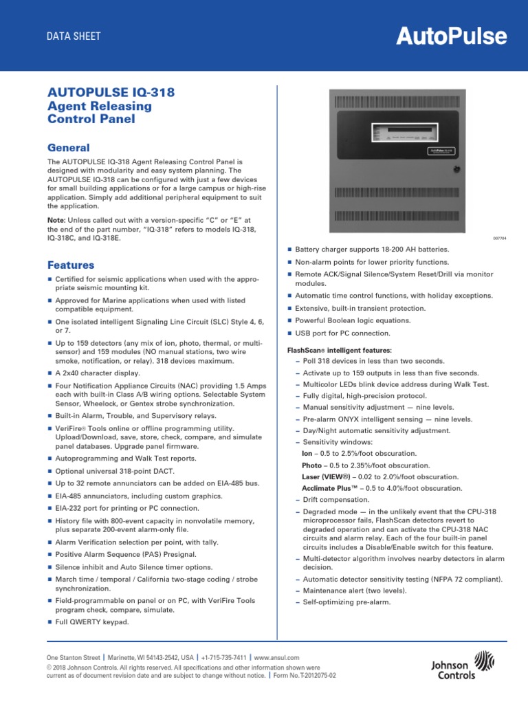 Autopulse Iq-318 Agent Releasing Control Panel: General | PDF ...