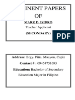 Teacher Applicant Mark D. Isidro's Documents