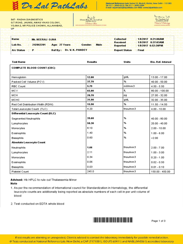Blood Report PDF White Blood Cell Pathology