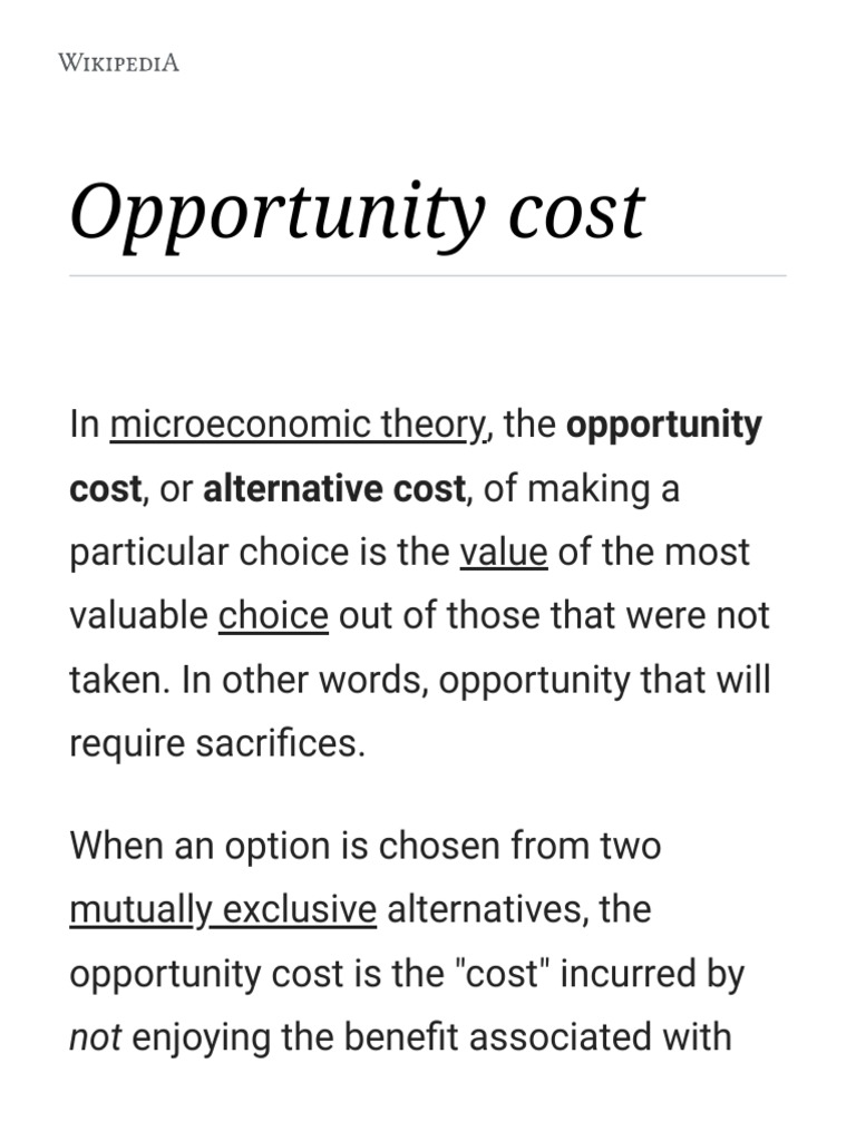 Opportunity Cost Wikipedia PDF
