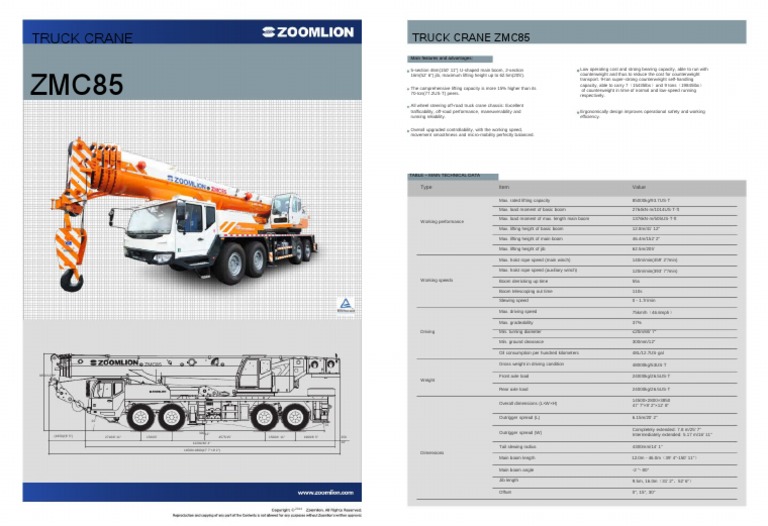ZMC85 Brochure en | PDF | Crane (Machine) | Transportation Engineering