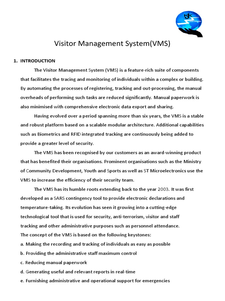 Visitor Management System Overview | PDF | Computing | Software