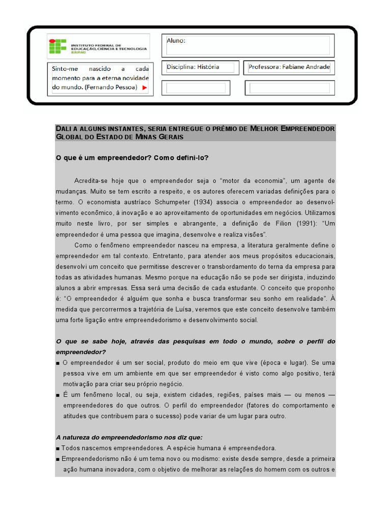 O segredo de luisa pdf empreendedorismo humano