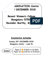 Kset Examination Centre 30TH DECEMBER 2018 Besant Women's College, Mangaluru-575003 Ravinder Murthy, M.SC IT