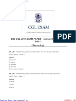 SSC CGL 2017 EXAM PAPER: Held On 08-AUG-2017 Reasoning