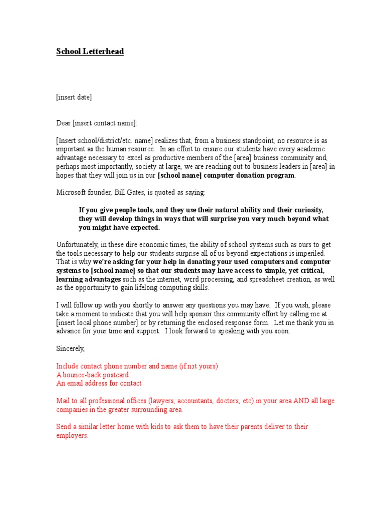 Computer Donation Letter | PDF | Computing | Communication