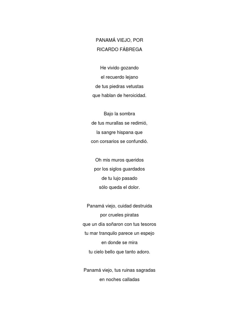 Poesía de Panamá Viejo por Fábrega | PDF