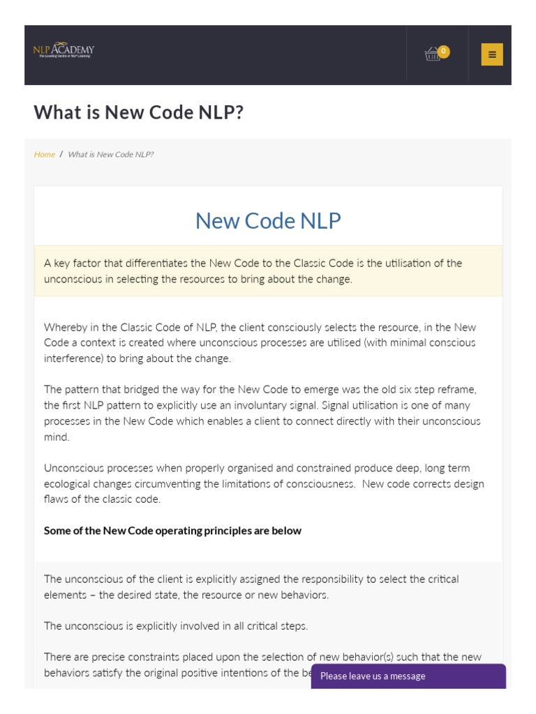 WWW Nlpacademy Co Uk What Is New Code NLP | PDF | Neuro Linguistic ...